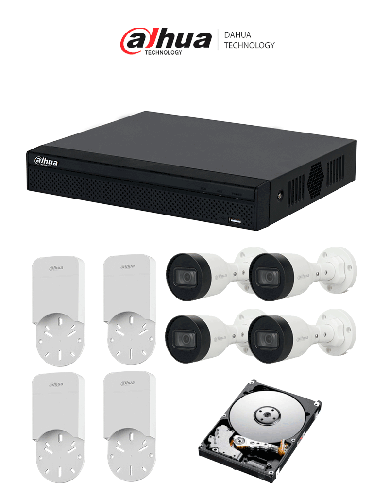 DAHUA KITNVR1104HS-P+4C+4S 1TB- Kit IP de 4 canales con NVR con 4 puertos PoE, 1TB de almacenamiento, y 4 cámaras bullet de 2MP con clasificación IP67. Incluye caja de conexiones PFA12A de policarbonato resistente, ideal para exteriores. DAHUA KITNVR1104HS-P+4C+4S 1TB- Kit IP de 4 canales con NVR con 4 puertos PoE, 1TB de almacenamiento, y 4 cámaras bullet de 2MP con clasificación IP67. Incluye caja de conexiones PFA12A de policarbonato resistente, ideal para exteriores.